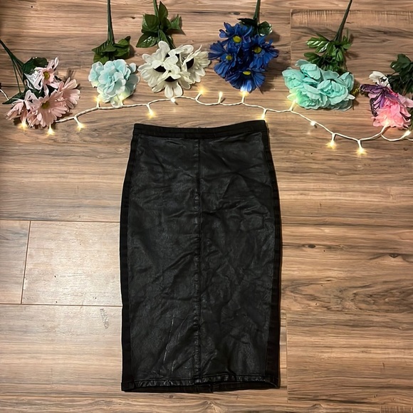 Topshop Dresses & Skirts - Pleather Black Jean Combo Pencil Skirt TopShop